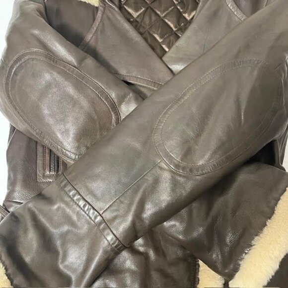 Danier Leather Shearling Trim Aviator Jacket Small - Picture 7 of 16